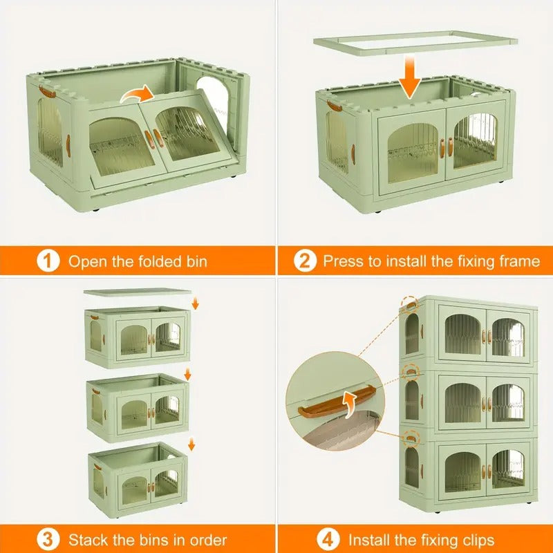 75gal plastic storage bins lids magnetic doors food storage - Temu