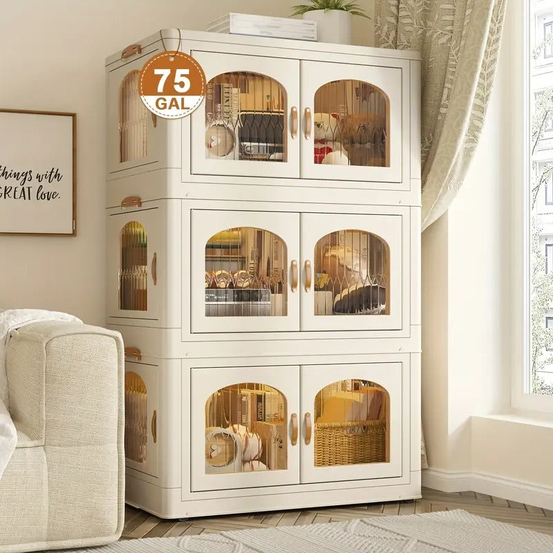75gal plastic storage bins lids magnetic doors food storage - Temu