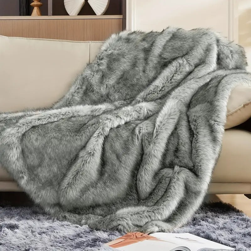 luxury 1000gsm fur throw blanket super soft reversible - Temu